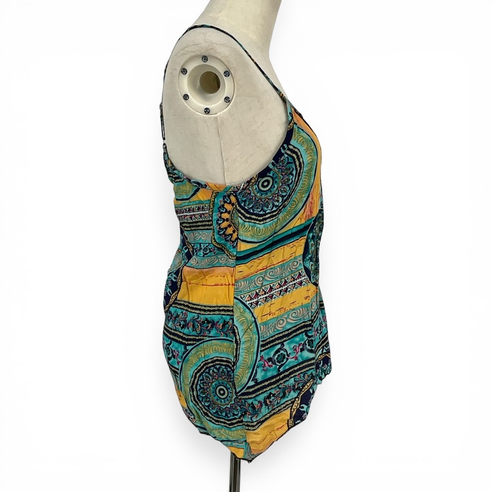 Victoria Womens Boho Mandala Print Cotton Camisole Tank Top Turquoise M